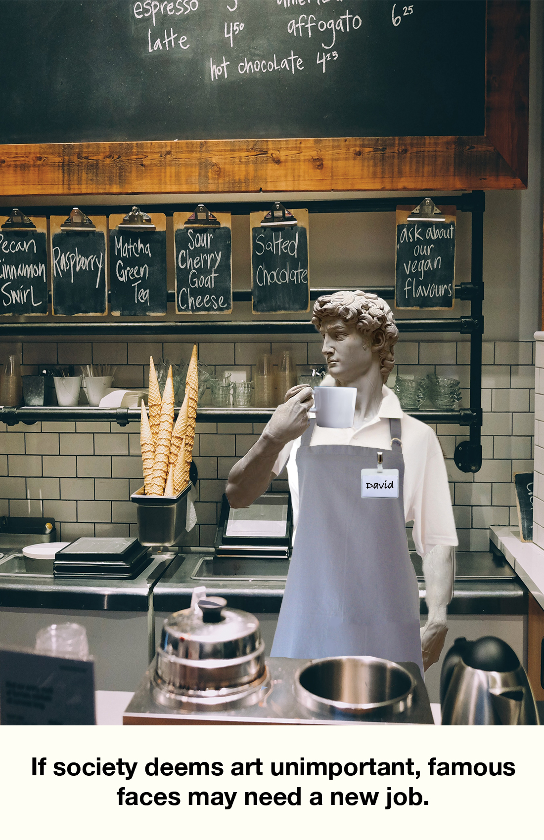 A mockup of David statue execution.