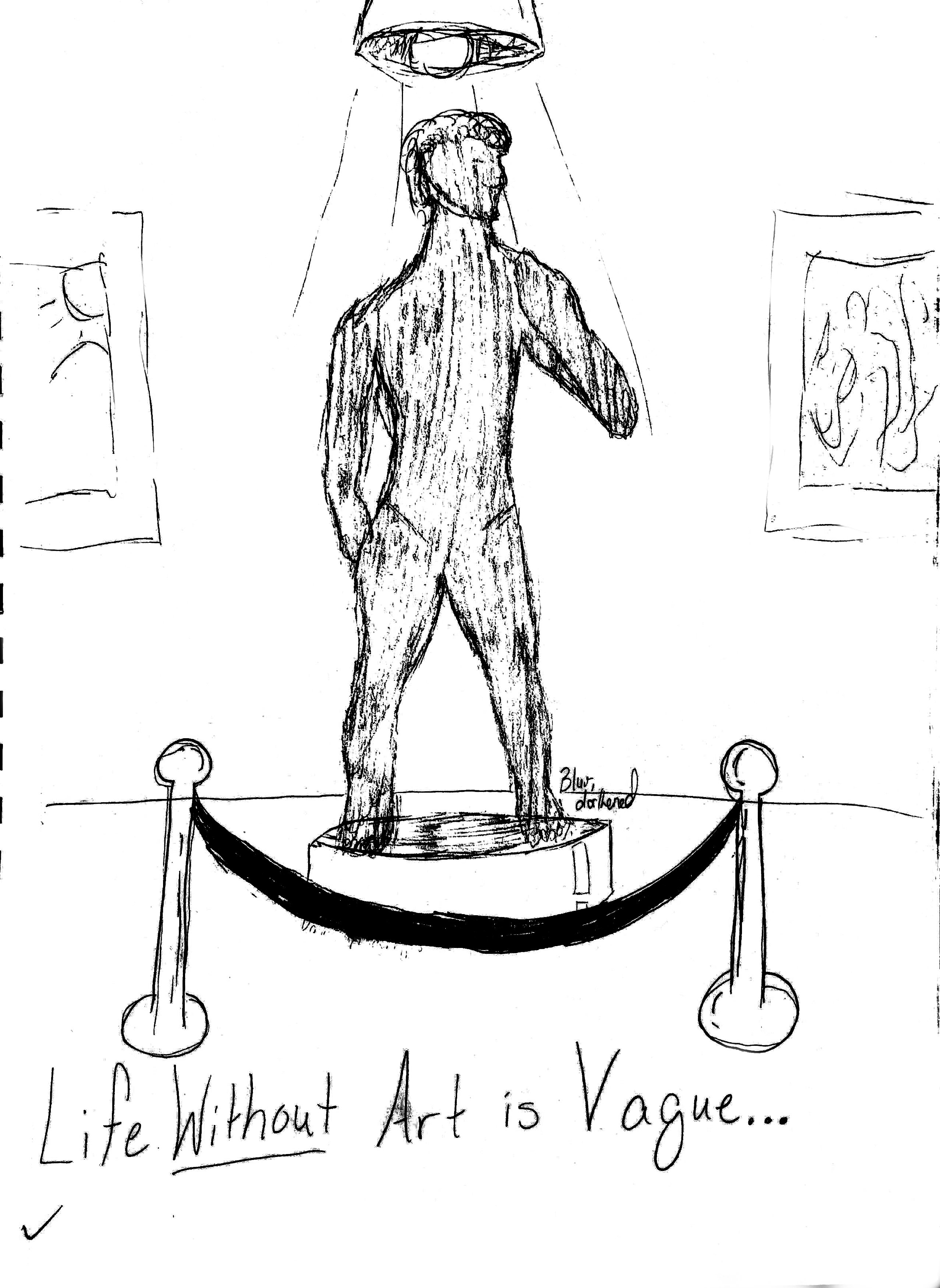 A sketch of the David statue execution.