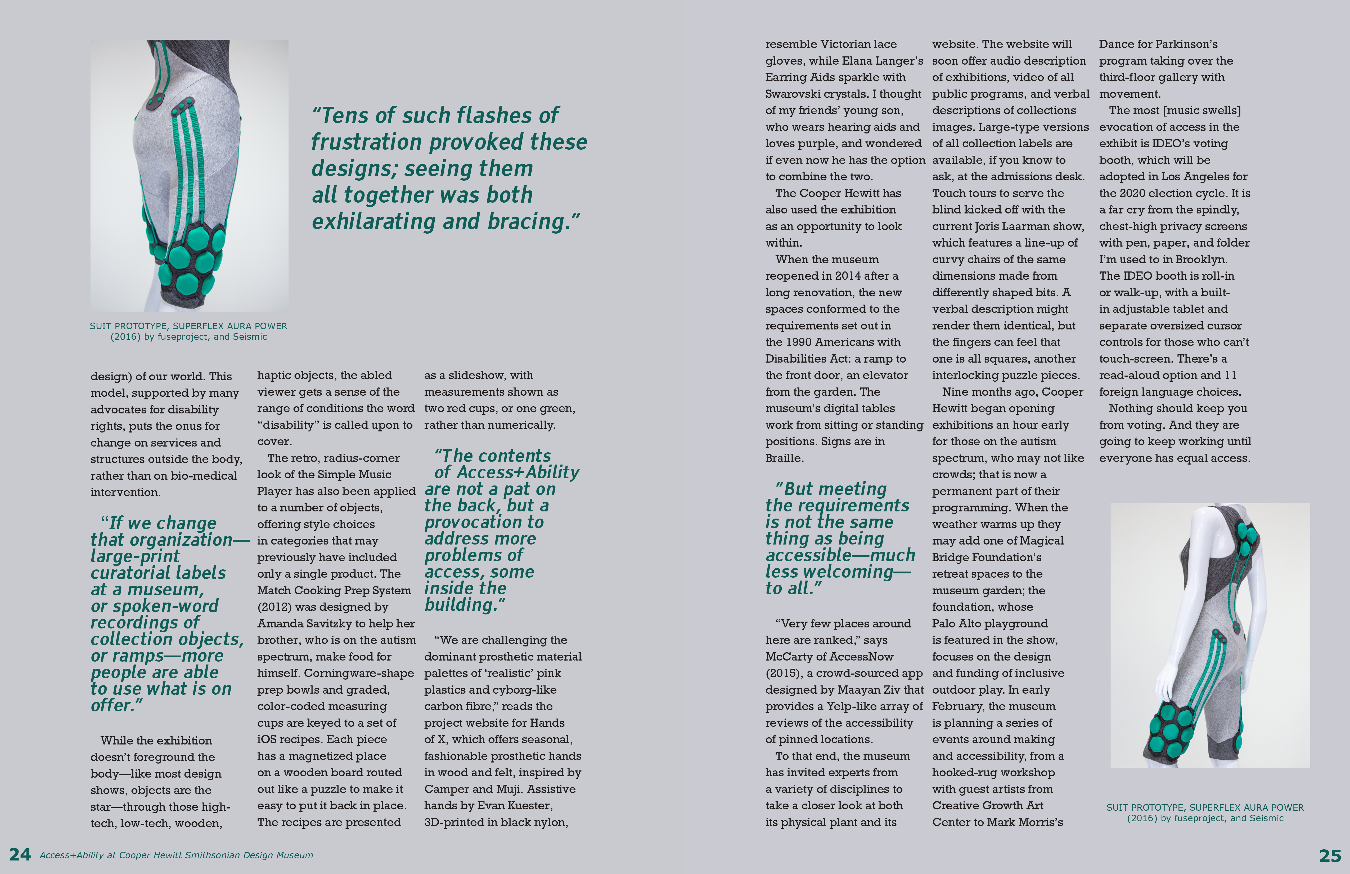 spread of layout from exhibition catalogue showing an excerpt of a writing about the exhibition.